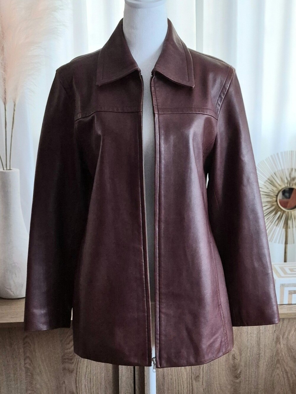 Coach 1941 Burgundy Leather Zip-Front Jacket